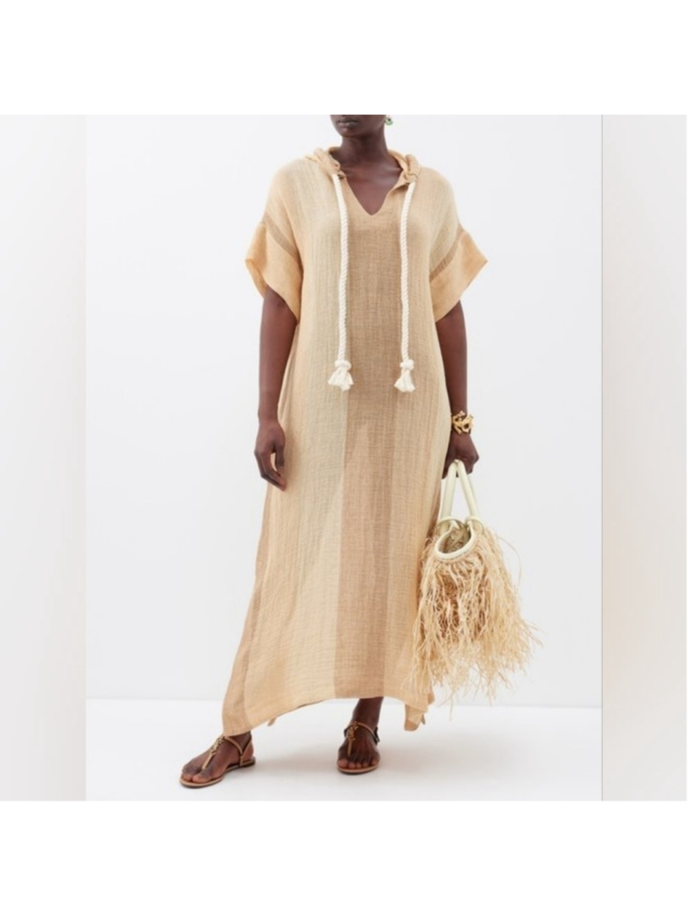 HP. LISA Marie Fernandez Hooded Linen-Blend Gauze Kaftan